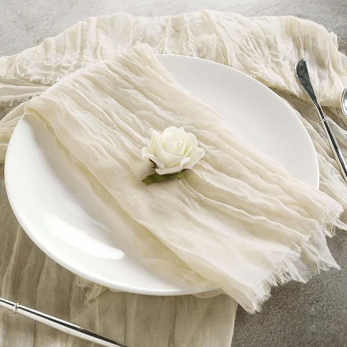 Efavormart 5 Pack 24"x19" Cream Matte Gauze Cheesecloth Napkins, Organic Cotton - Image 2