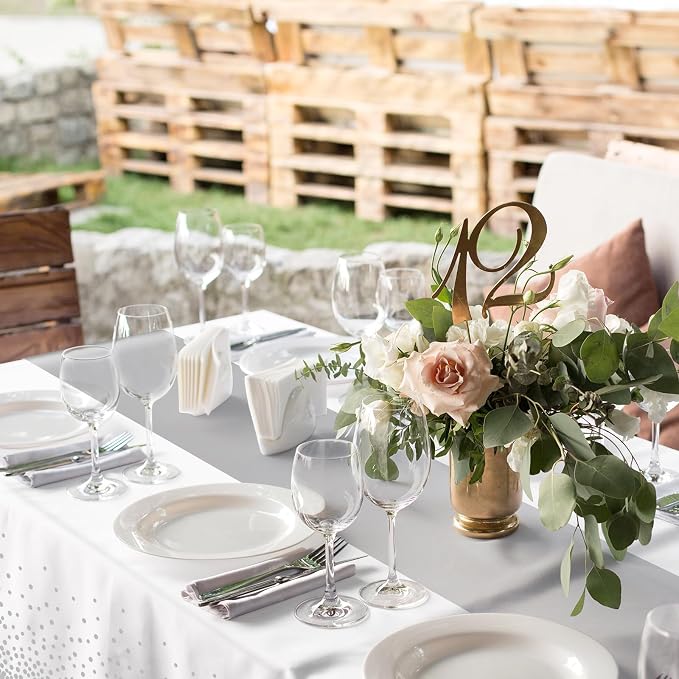 MASHAN 6Pcs White and Silver Polka Dot Plastic Tablecloth, 54x108 Inch - Image 5