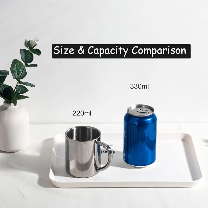 IMEEA Small Espresso Mug 7.5oz Double Wall Stainless Steel Cups - Image 2