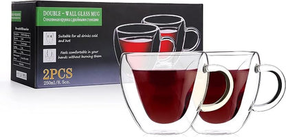 CNGLASS Double Wall Heart Shaped Glass Coffee Mugs 8.5oz, Insulated Clear Tea - Image 7
