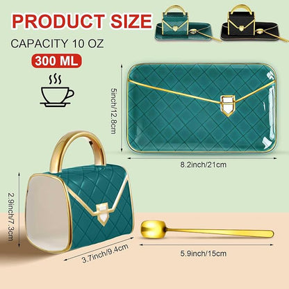 Zubebe 2 Set Coffee Mug Elegant Handbag Shaped Cup Modern Ceramic Purse Mug - Image 2