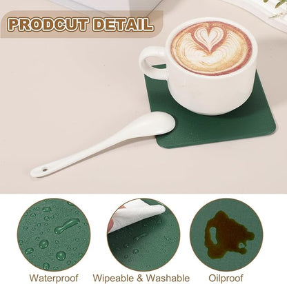 uxcell 6 Pcs Faux Leather Coasters, 3.9 x 3.9 Square Coasters - Image 3
