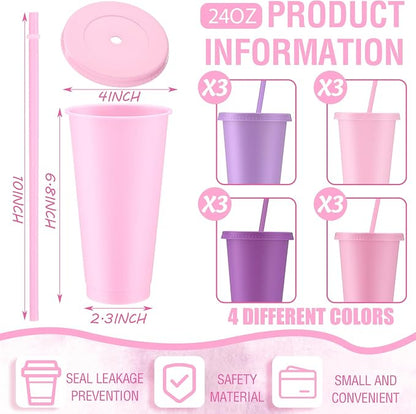 Skylety 12 Pcs Lavender Pink Plastic Cups - Image 2