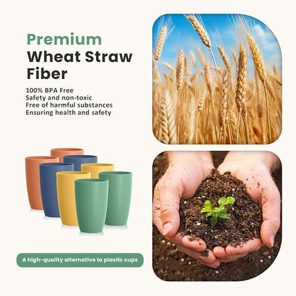 Homienly Plastic Cups Alternative, Unbreakable 20 OZ Wheat Straw Cups-Set of 8 - Image 2