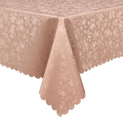 Smiry Rectangle Table Cloth, Waterproof Heavy Duty Vinyl Tablecloths, Wipeable Washable Table Cover for Kitchen and Dining Room (Tan, 60" X 102")
