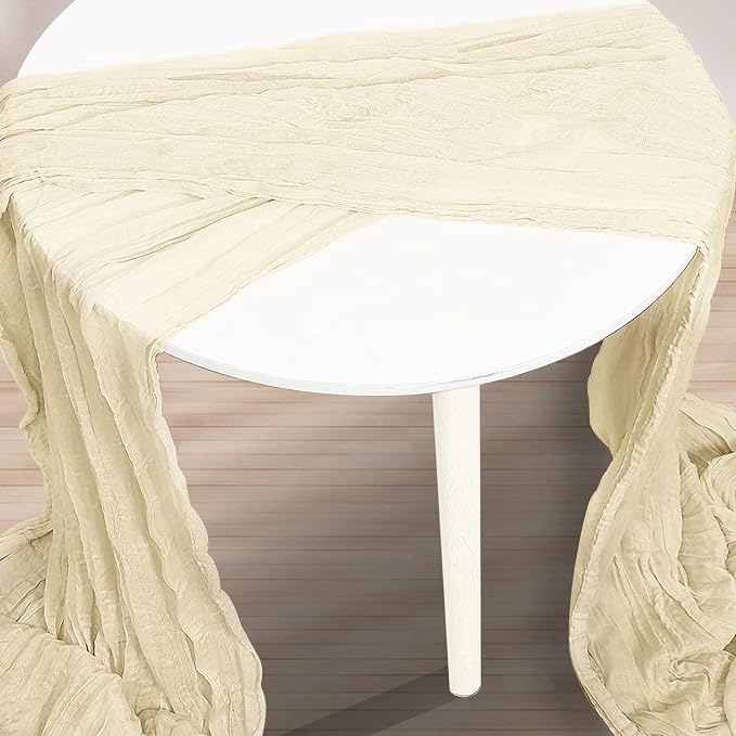 1 Pack Beige Cheesecloth Table Runner 35x120 Inch 10Ft Rustic Gauze Cheese - Image 3