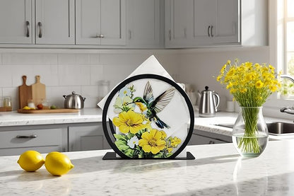 Hummingbird Napkin Holder for Table - Free-Standing Paper Napkin Dispenser for Cafe, Bar, Restaurant Table Decor | Colorful Metal Napkin Stand|Rustic Home Decor Presents|Kitchen and Dining Accessory