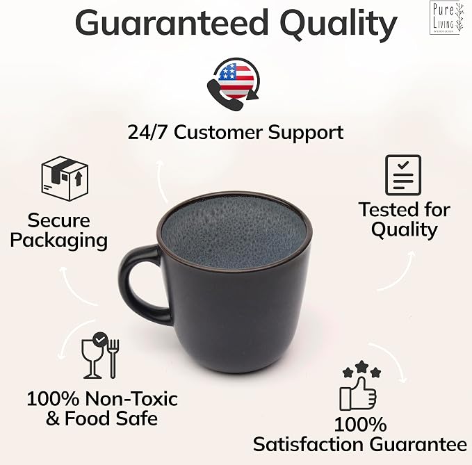 Large Stoneware Coffee Mugs Set of 4, 15.6 oz Coffee Cups - Image 4