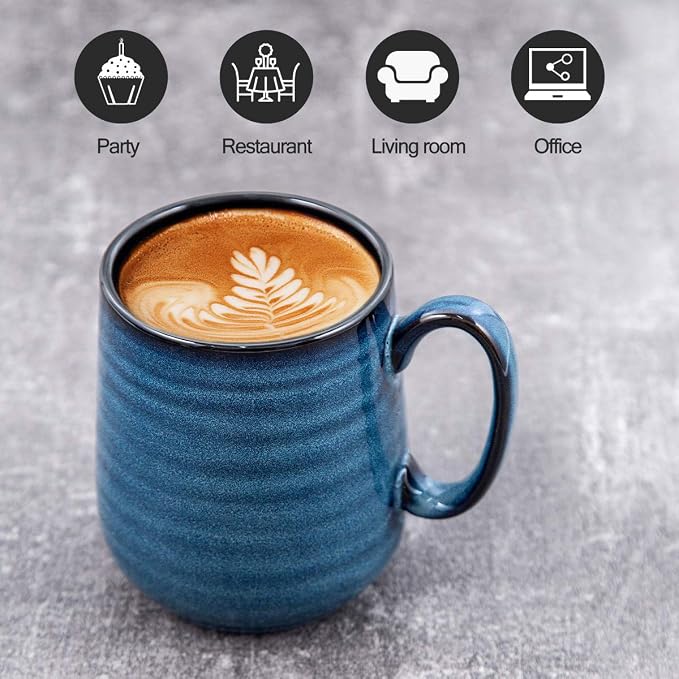 HASENSE Coffee Mugs Set of 4, 12 Ounce Ceramic Coffee Cups - Image 8