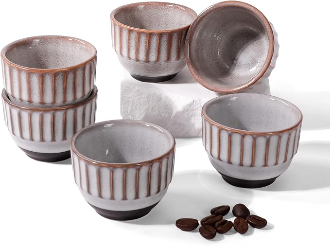 Ceramic Espresso Cup set of 6, One Shot Coffee Cups, Tiny Cofffee Mugs Demitasse by TryitBuyitYoulllikeit