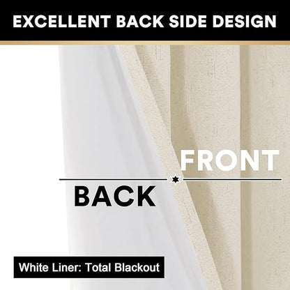 PrinceDeco 100% Blackout Curtains Black Out Curtains for Sliding Glass Doors Extra Wide Blackout Curtains Folding Door Curtain Sliding Glass Door Curtain,100X96 Curtains, Bleached Sand