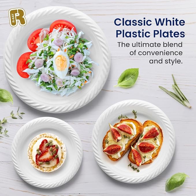 R-kay 100 Pack 9 Inch Plastic Plates Disposable - Image 3
