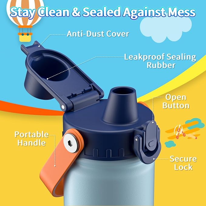 baab 20oz Kids Insulated Water Bottle 18/8 Stainless Steel Kids Cup 2 Pack | - Image 3