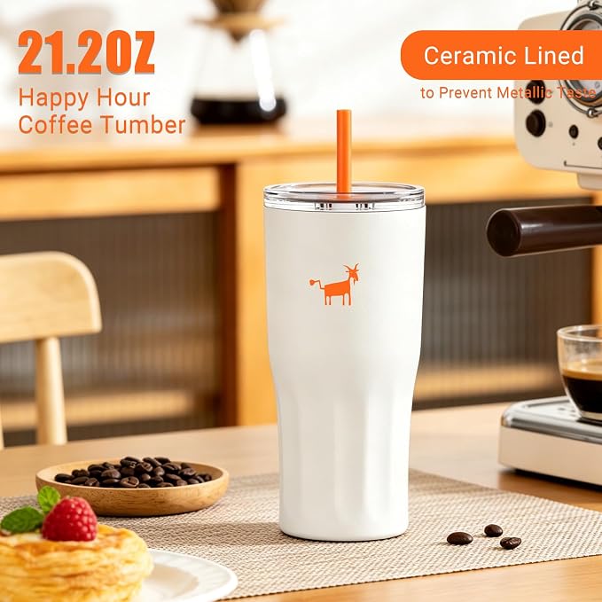 CHEERFUL GOAT Ceramic Lined Coffee Travel Mug – Stainless Steel Travel Coffee - Image 5