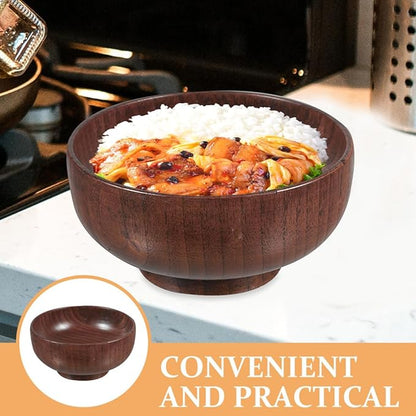 Large 16cm Wooden Salad Bowl Heat-resistant Wood Serving Bowl for Kitchen and Dining Multipurpose Food for Salad Fruit and Bread Sturdy Smooth Finish