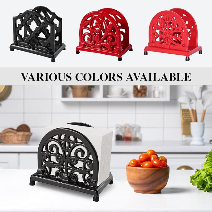 JOGREFUL Cast Iron Napkin Holder, Kitchen Organizer Scrollwork Latte Gold | - Image 2