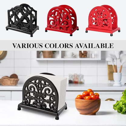 JOGREFUL Cast Iron Napkin Holder, Kitchen Organizer Scrollwork Latte Gold | - Image 2