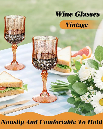 Ciaell 24 Pack Amber Plastic Wine Glasses - Image 2