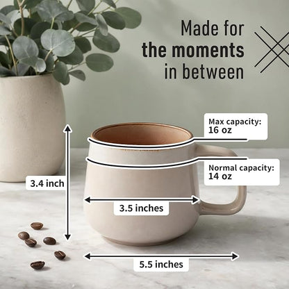 Ava Nord Large Stoneware Ceramic Coffee Mugs Set of 4-16 oz - Image 2