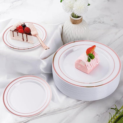 600 Pieces Rose Gold Disposable Plates - Image 6