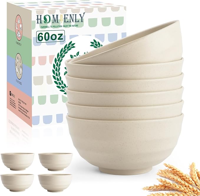 Salad Bowls Wheat Straw Large Bowls by HOMIENLY