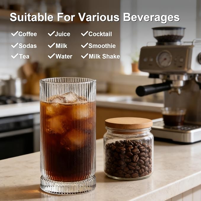 15oz Iced Coffee Cups, Thicken Glass Cups, Glassware Set - Image 7