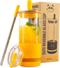 Pandaloo® Glass Cups With Lids and Straws -20 Fl Oz- Perfect Size Iced Coffee by Pandaloo