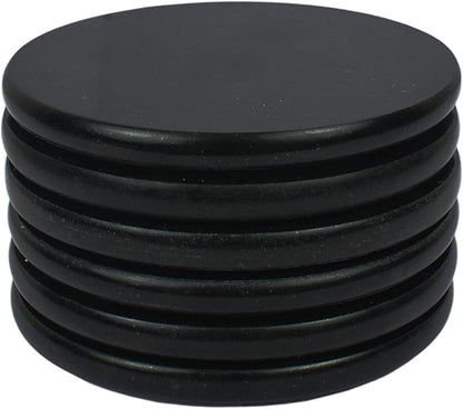 Black Granite Round Stone Coasters Polished Best Granite Stone Coasters with a fine Color and Solid Build Material Set of 4 (Set of 6)