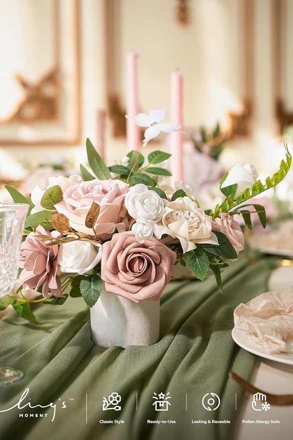 Ling's Moment 14Ft Sage Green Table Runner, Wedding Chiffon Table Runners | - Image 4