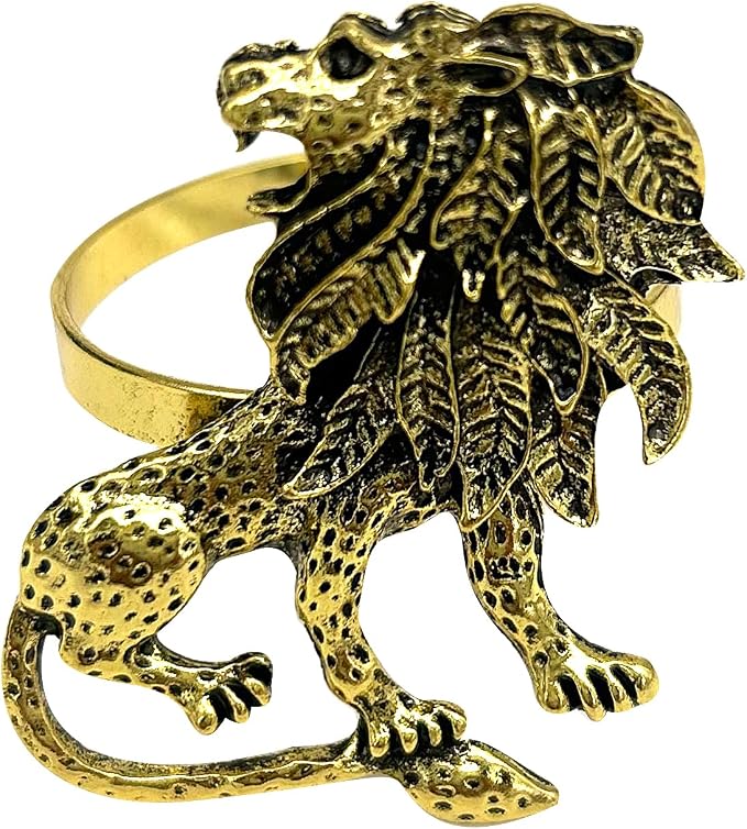 Animal Lion Napkin Rings Set of 6 Africa Leopard Napkin Holder - Image 8