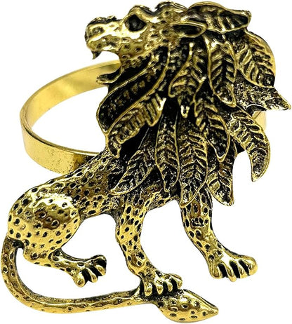 Animal Lion Napkin Rings Set of 6 Africa Leopard Napkin Holder - Image 8