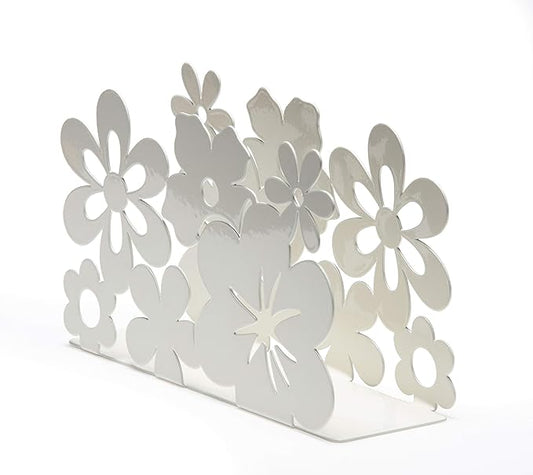 Mango Steam Tabletop Napkin/Tissue & Letter Holder For Home, Kitchen, Restaurants (Flower, White)