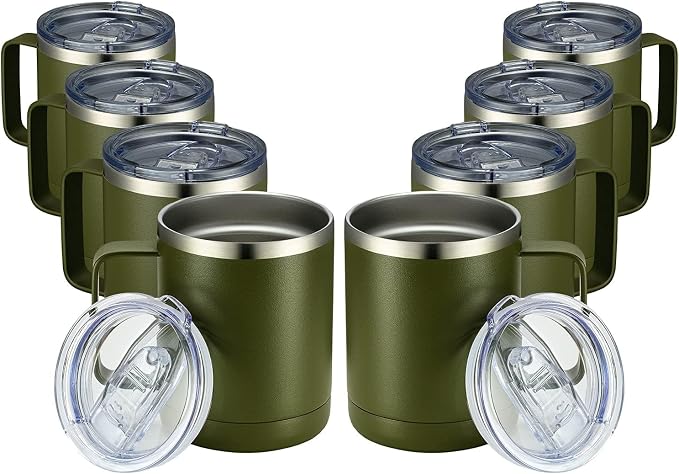 MEWAY 12oz Coffee Mug With Handle 8 Pack Bulk, Stainless Steel Insulated Travel by MEWAY
