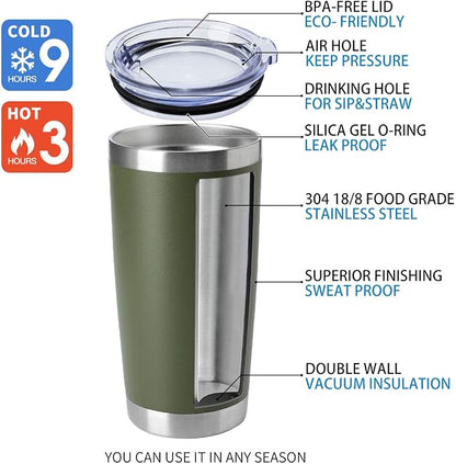 HASLE OUTFITTERS 20oz Stainless Steel Tumblers Bulk, Insulated Travel Cup - Image 4