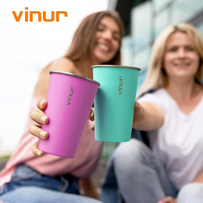 Stainless Steel Cups-16 oz Colorful Stackable Metal Drinking Glasses 6 Pcs | 16 - Image 8