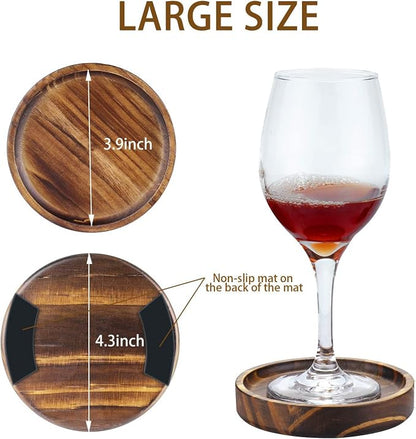 Set of 4 Wooden Coasters for Drink Absorbent-Acacia Wood Drink Coasters Set | - Image 2