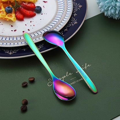 Rainbow Demitasse Espresso Spoons, 5.5'' Mini Coffee Spoons, Stainless Steel - Image 5