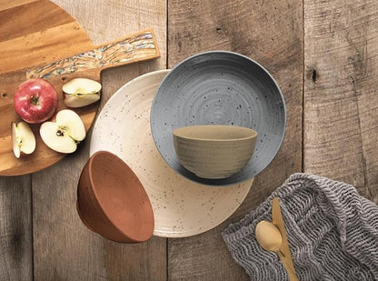 Sango Siterra Painter's Palette 16-Piece Stoneware Dinnerware Set - Service for 4, Ceramic Plates and Bowls Sets, Chip Resistant, Rustic Dishware, Microwave & Dishwasher Safe Kitchen Dishes