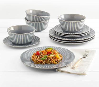 Tabletops Gallery Richmond 12-Piece Reactive Glaze Stoneware Dinnerware Set of - Image 2