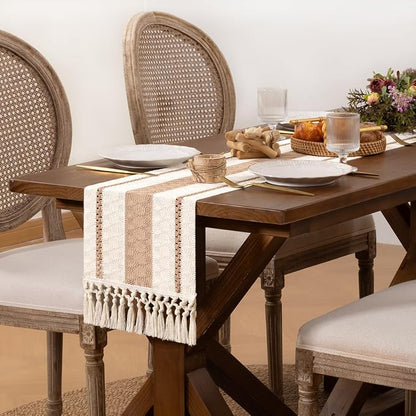 DeZerlor Boho Macrame Table Runner Spring Easter Farmhouse Woven Small Table - Image 3