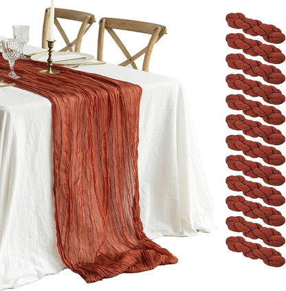 12 Pcs Terracotta Cheesecloth Table Runner 13ft Boho Gauze Cheesecloth Table by WJWHQ