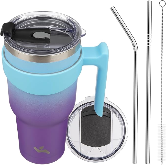 Konokyo 40 oz Tumbler with Handle and Straw, Insulated Travel Mug | Ocean by Konokyo