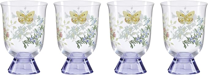 Lenox Butterfly Meadow Herbs Short Glass Tumblers, hand wash only | 5.5 inch by Lenox