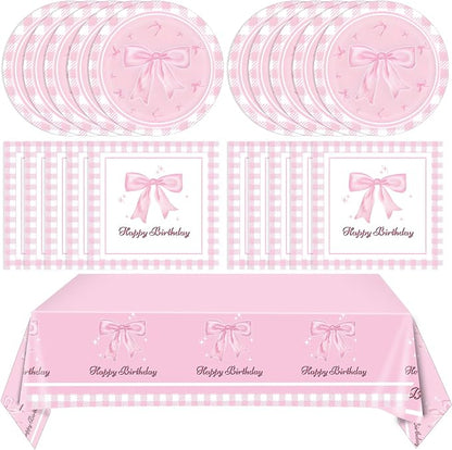 Pink Bow Party Decorations, Coquette Birthday Decorations Pink Bow Napinks by Mainivo