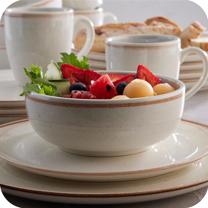 Corona Dinnerware Set 16-pieces Earthenware | Beige Caoba | Hand-Painted | Set - Image 4