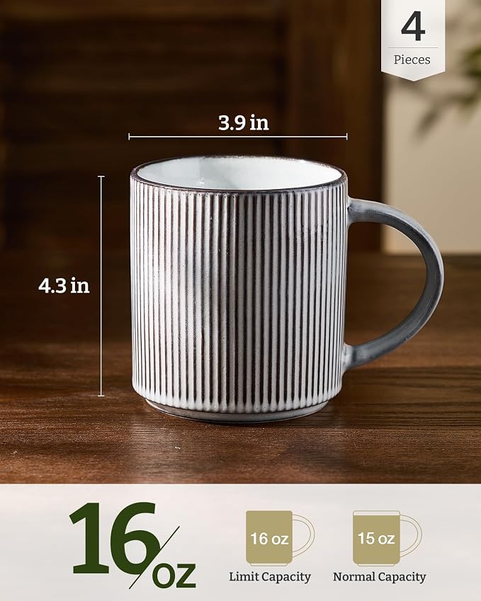 famiware Coffee Mug Set for 4, Star 16 oz Catering Mugs Cup Set - Image 4