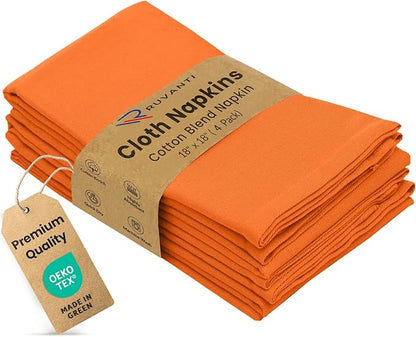 Ruvanti Cloth Napkins Set of 4, 18x18 Inches Napkins Cloth Washable, Soft, Durable, Absorbent, Cotton Blend. Table Dinner Napkins Cloth for Hotel, Lunch, Restaurant, Wedding Parties - Fall