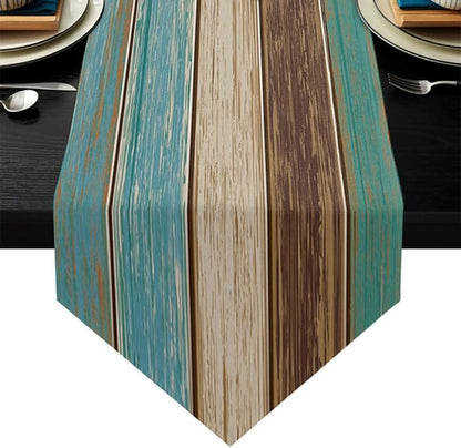Teal Retro Rustic Table Runner 13x72 Inch Modern Abstract Art Painting Kitchen by ZCHOMI