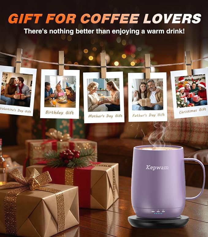 Kepwam Self-Heating Coffee Mug T2, 16oz Electric Heated Mug Hot Up to 149℉ | No - Image 7