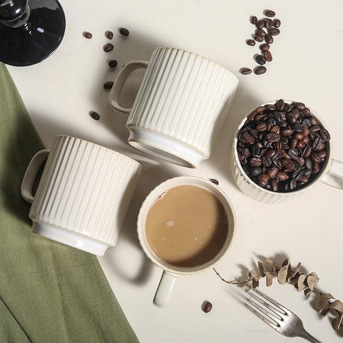 Coffee Mugs Set of 4, 12 Oz Vintage Ceramic Coffee Mugs, Porcelain Tea Cups - Image 7